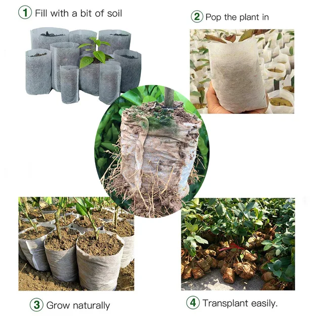 100 Darabos Kertészeti Növényi Óvodai Edények Táskák Termelő Zöldség Ültetvényes Szerszámok Szövet Kert Termesztése - Image 6