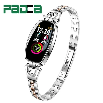

PADCA Metal Watches for Women Sport Female Smartwatch Thermometer Fitness Bracelet Watch Android/IOS Ladies Smart Watch 2020