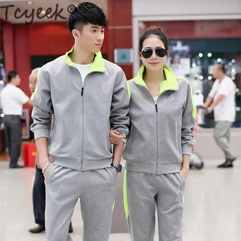

Tcyeek Men Tracksuit Women Two Piece Set Costumes Winter Clothes Female Pant Sets 2019 Loose Suit Autumn Thick Outfits LW1154