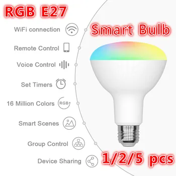 

E27 LED Smart Light 12W Magic Bulb 220V 110V RGB White Remotelamp Dimmable IR Remote Control Work Wiht Google Home Alexa
