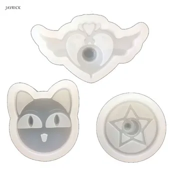 

3Pcs Cartoon Heart Cat Star Pendant Resin Casting Mold Cute Heart Star Wings Keychain Pendnant Mold Jewelry Making Tools