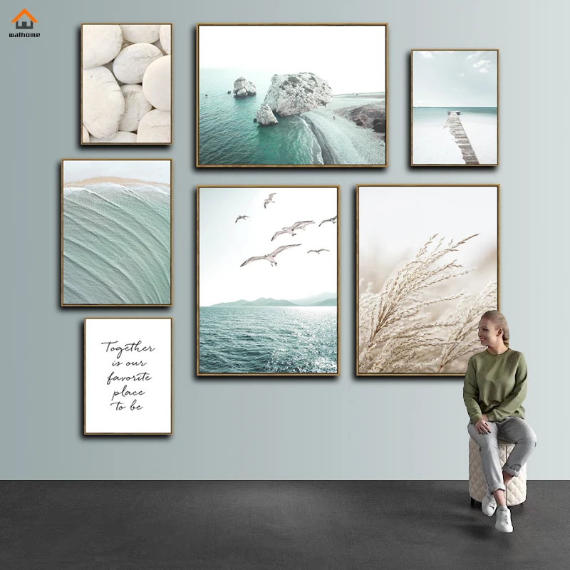 Эстетика Язычковая Чайка пляжный природный пейзаж Фотография на холсте в