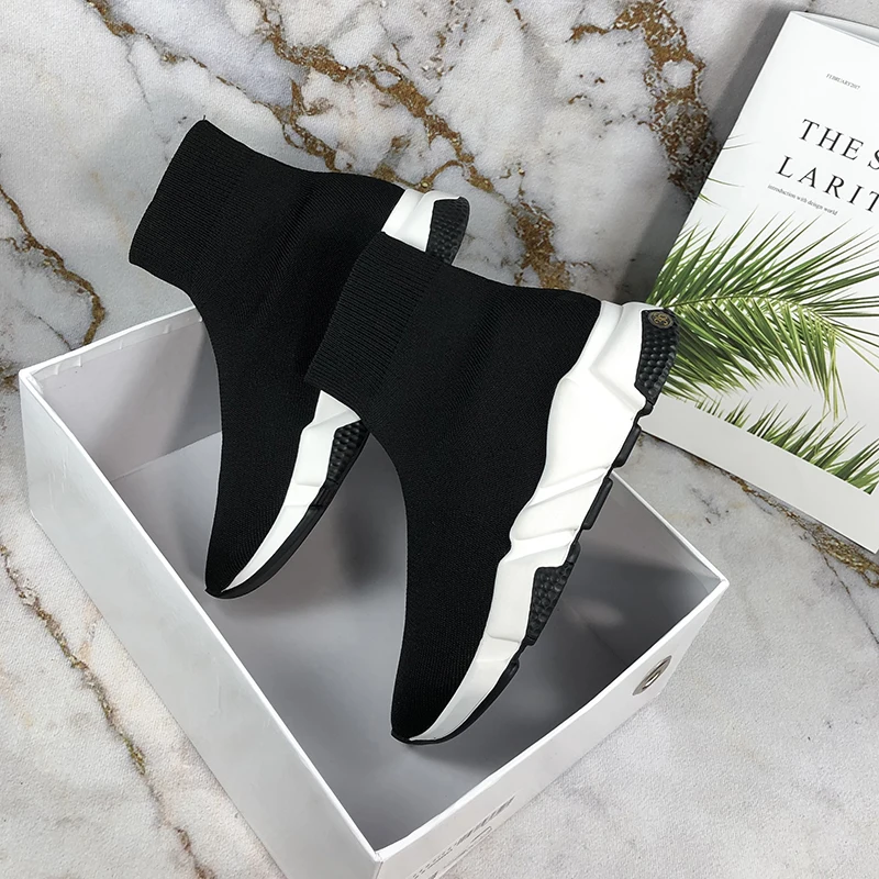 Women Platforms Shoes Slip-on Knitted Fashion Sock Booties Trainers Womens Sneakers Stretch Fabric Ankle Outdoor | Обувь