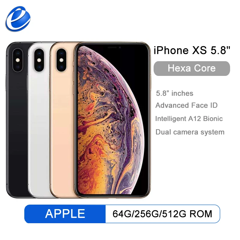 Original desbloqueado Apple iphone XS 4G LTE 4G RAM 64gb/256gb ROM A12 Bionic Chip IOS12 IPHONE XS 2658mAh