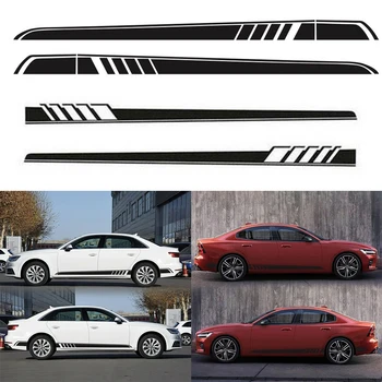 

2x Body Durable Digital Printing2 Sticker Vinyl Decal Sticker Sports Long Stripe Decal Black 220*12CM 2 Vinyl Body Decals