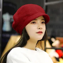 Однотонные вязаные простые шапки-береты для женщин; зимняя модная теплая плотная Мягкая шерстяная шапка; вязаная ветрозащитная Шапка; берет; mutzen