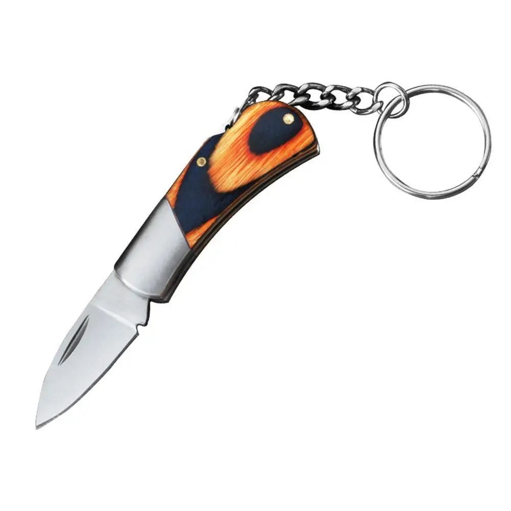 

Stainless Steel Unboxing Mini Pendant Knife Keychain EDC Outdoor Hanging Blade Pocket Wooden Survival Knifves Handle Selfde U4F0