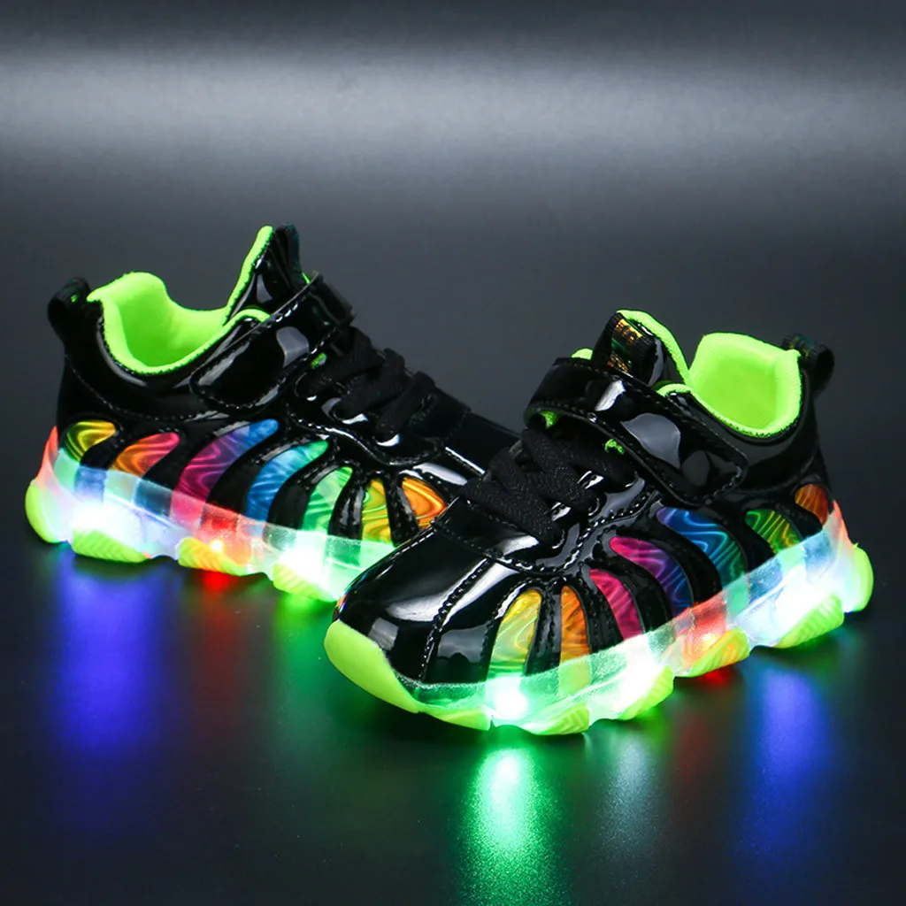 Детская обувь с подсветкой для детей, светящиеся кроссовки для мальчиков и девочек Легкая спортивная обувь Повседневный светодиодный свет обувь# C