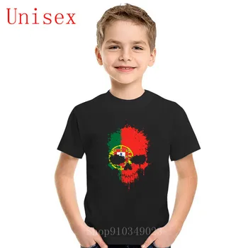

Chaotic Portuguese Flag Splatter Skull shirts for teenage girls boys clothes 8 years boy clothes girls tshirt baby girl clothes