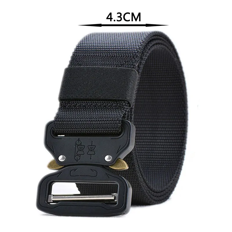 Black 4.3cm Нейлоновый тактический ремень Военная армейская металлическая пряжка полицейский ремень сверхмощный цинто военная игра обучение принадлежности для охоты поясная опора - Цвет: Black 4.3cm