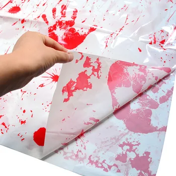 

Bloody Tablecloth Scary White Table Cover Reusable Halloween Party Prop Fake Blood Waterproof Decorative Tablecloth 130x260cm