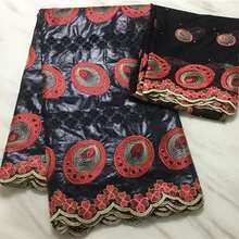 Африканская ткань Базен riche getzner с вышивкой Африканский Базен парча ткань с тюлем кружева 5+ 2 ярдов