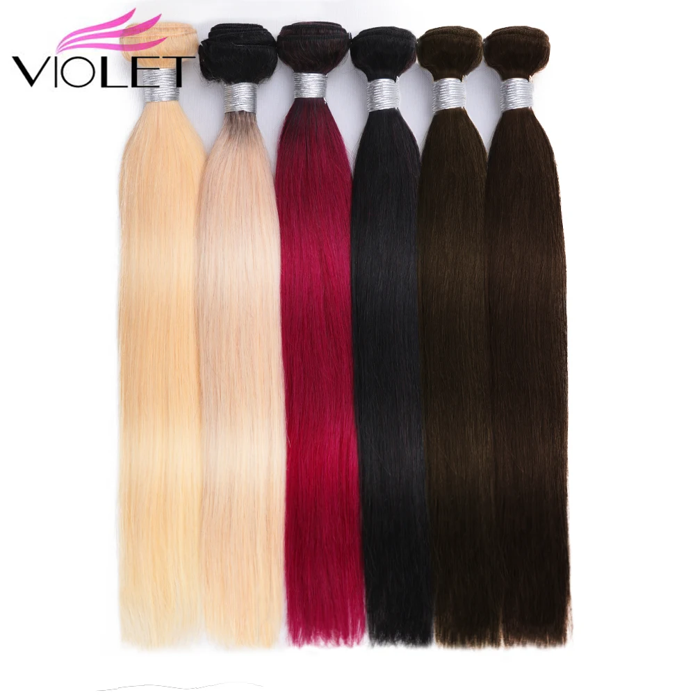 

VIOLET Peruvian Straight Hair Bundles 8-24 inch colors T1B/Burgundy/#2/4/613 Human Hair Bundles Non Remy 1/3/4 Hair Extensions