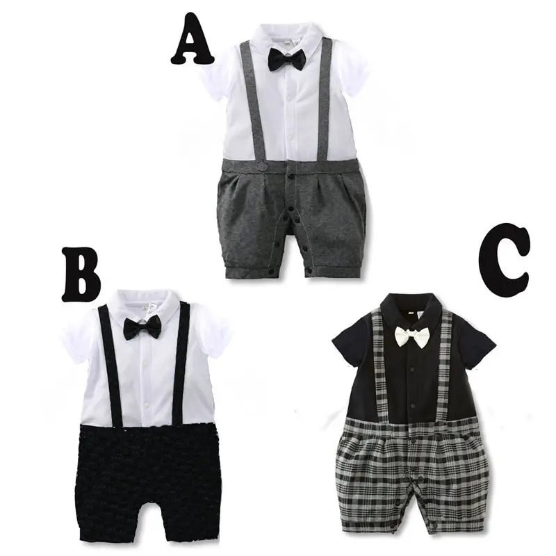 Модный хлопковый комбинезон для новорожденных мальчиков с короткими рукавами, Jentleman, галстук, Одежда для младенцев цельный комбинезон, одежда для детей от 0 до 24 месяцев