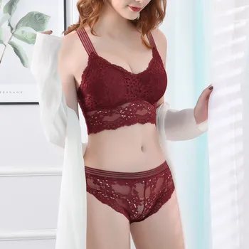 

Womens Sexy Lingerie Set Underwear Lace Strappy Push Up Bra Underwire Panties Solid Color Underwear Set Lingerie Feminina Female