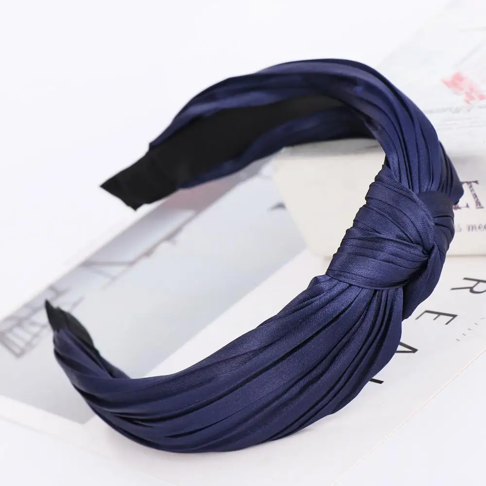 

European and American style net red hot style knotted pleated headband solid color crumpled headband hairpin hair accessories