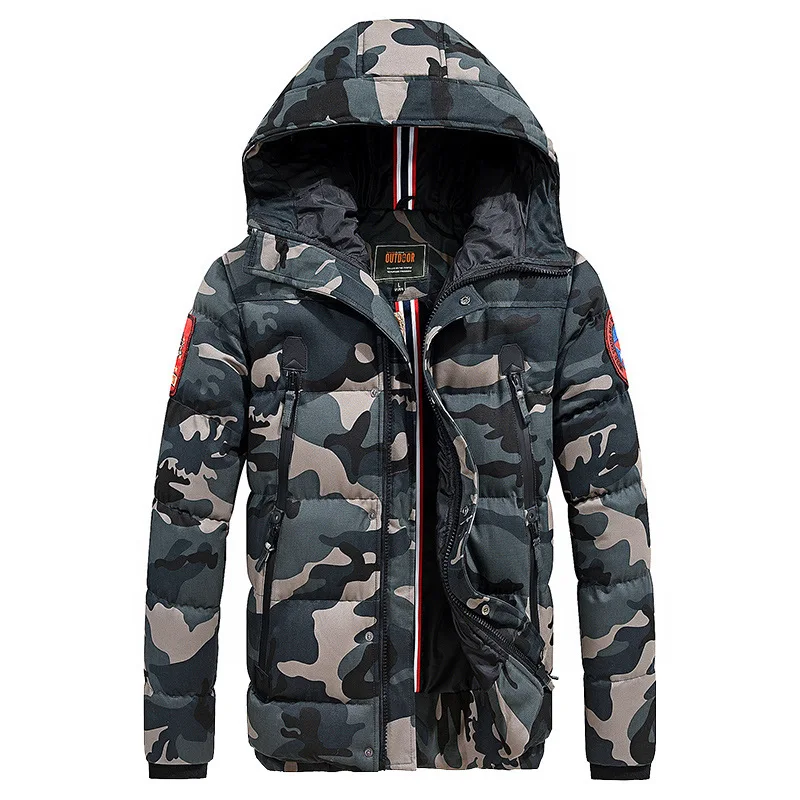 

Winter warm Hat Thickening Keep Warm Camouflage Cotton Jacket Unlined Upper Garment Cotton-padded Clothes Male Loose Coat 7