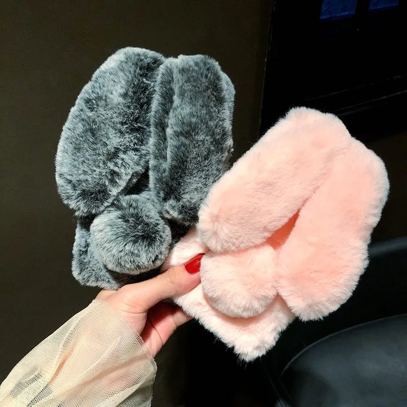 

for Samsung Galaxy A50 A30 A10 A9 A7 2018 A8 A6 J8 J4 J6 2018 S10 S9 S8 PLUS Note 4 5 8 9 10 Pro Rabbit Hair Fur Phone Cover