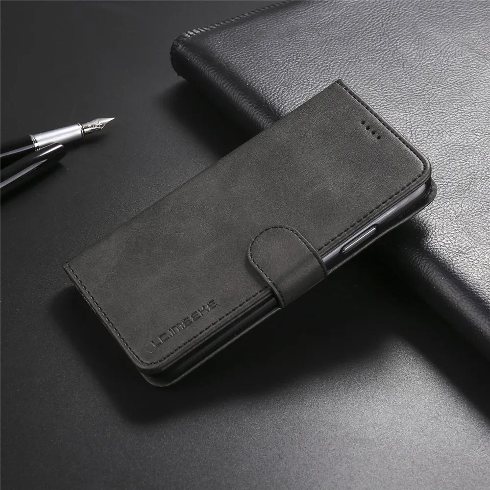 Кожаный чехол для Redmi Note 7, 6, 5 Pro с магнитной застежкой для Xiaomi A2 Lite Redmi K20, 7, Y3, 6a, 6 Pro, Note 7, 6, чехол с бумажником и подставкой для карт 360 - Цвет: Black LC