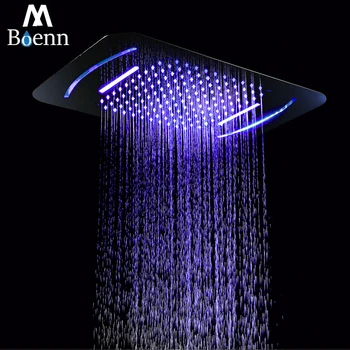 شراءم Boenn 64 ألوان LED دش رئيس دش مطري للحمام لوحة 304 الفولاذ المقاوم للصدأ 580*380 مللي متر مربع السقف دش الكروم