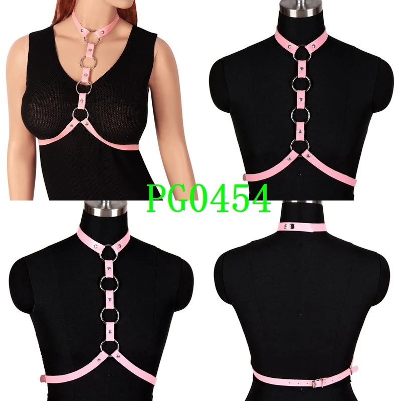 Выдалбливают жгут кожа бюст ремень Для женщин бюстгальтер розовый пастельный, Готический Boho кроп-топы Ночной костюм плюс Размеры нижнее белье с металлическими цепочками