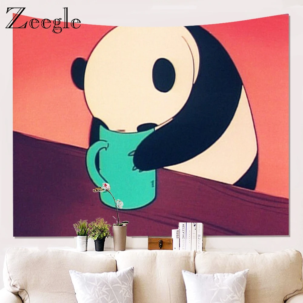 Zeegle Panda Printed Tapestry Living Room and Bedroom Decor Waterproof Wall Tapestry Modern Wall Hanging Decorations for Home