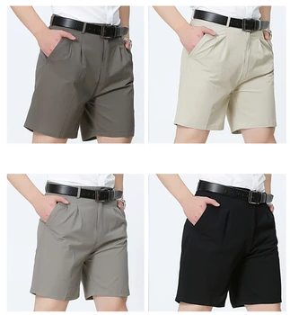 

Men Summer Cotton Casual Knee Length Shorts Mens Loose Straight Solid Short Homme High Waist Vintage Shorts Black White Beige