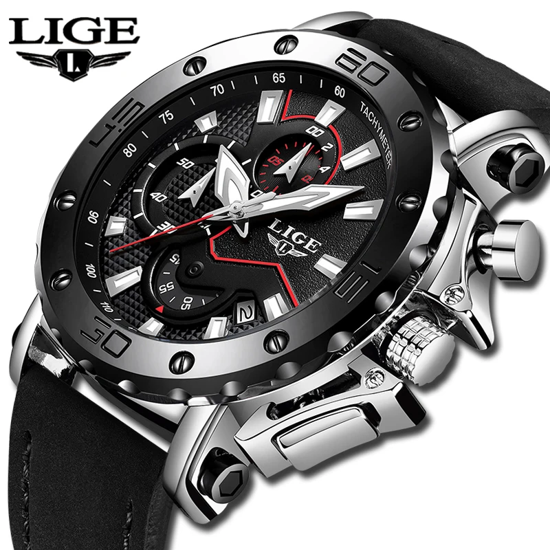 

2019 LIGE Watch Luxury Brand Men Analog Leather Sport Watches Men's Army Military Watch Male Date Quartz Clock Relogio Masculino