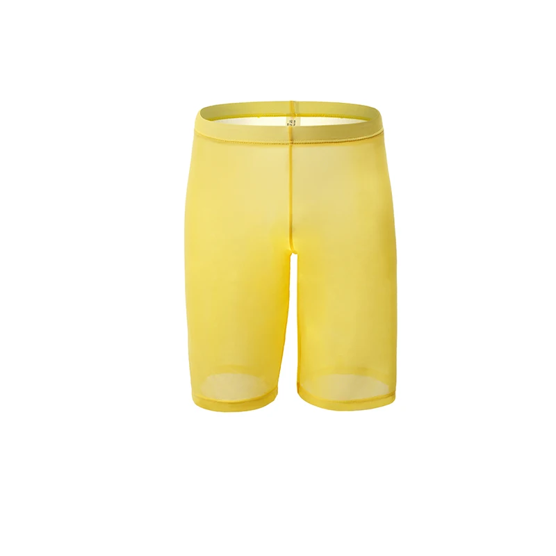 yellow Боксеры, мужское нижнее белье, сексуальные сетчатые пижамные штаны для сна, мужские длинные трусы, прозрачные трусы, шорты, боксеры - Цвет: yellow