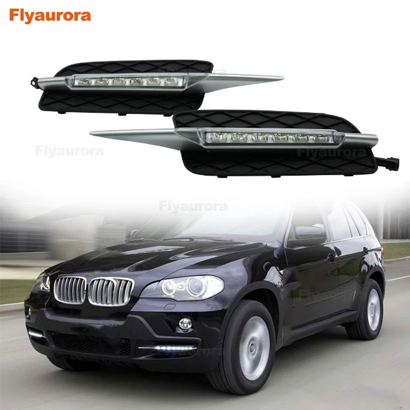 

For BMW X5 E70 2007 2008 2009 2010 LED DRL Daytime Running Lights Daylight front bumper Fog HeadLamp Light Cover car Accessories