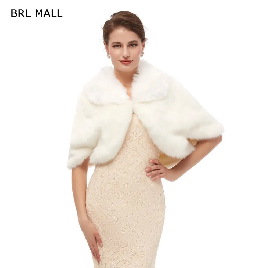 BRL MALL 155*45 см размера плюс кремовая белая женская меховая Наплечная накидка Свадебные Шали накидка из искусственного меха свадебное пальто Шраг Boleros PJ19198