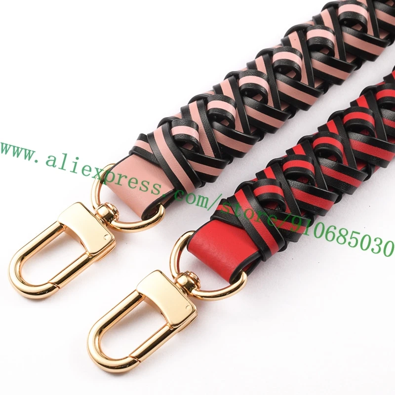 Real Calfskin Braided Handle Strap For Designer Women Handbag Lady Luxury Shoulder Bucket Bag 2.5cm Width