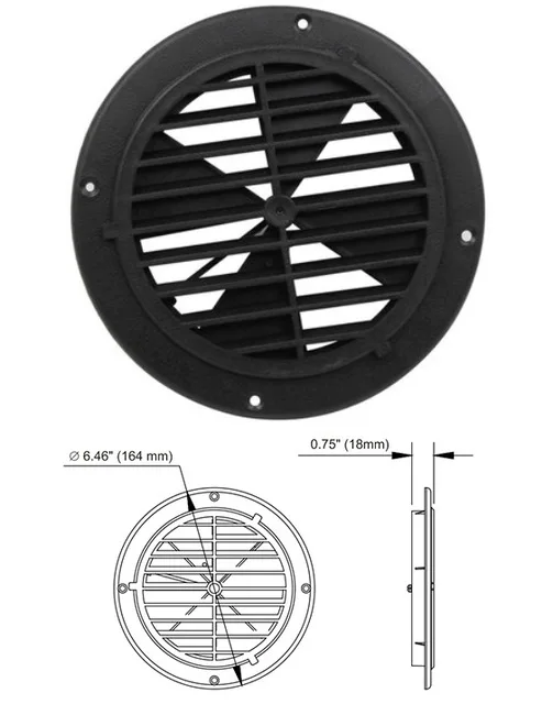 Round 164mm Black 1 шт. пластиковый вентиляционный вентилятор решетка крышка вентиляция RV прицеп для яхты караван настенное потолочное крепление - Цвет: Round 164mm Black