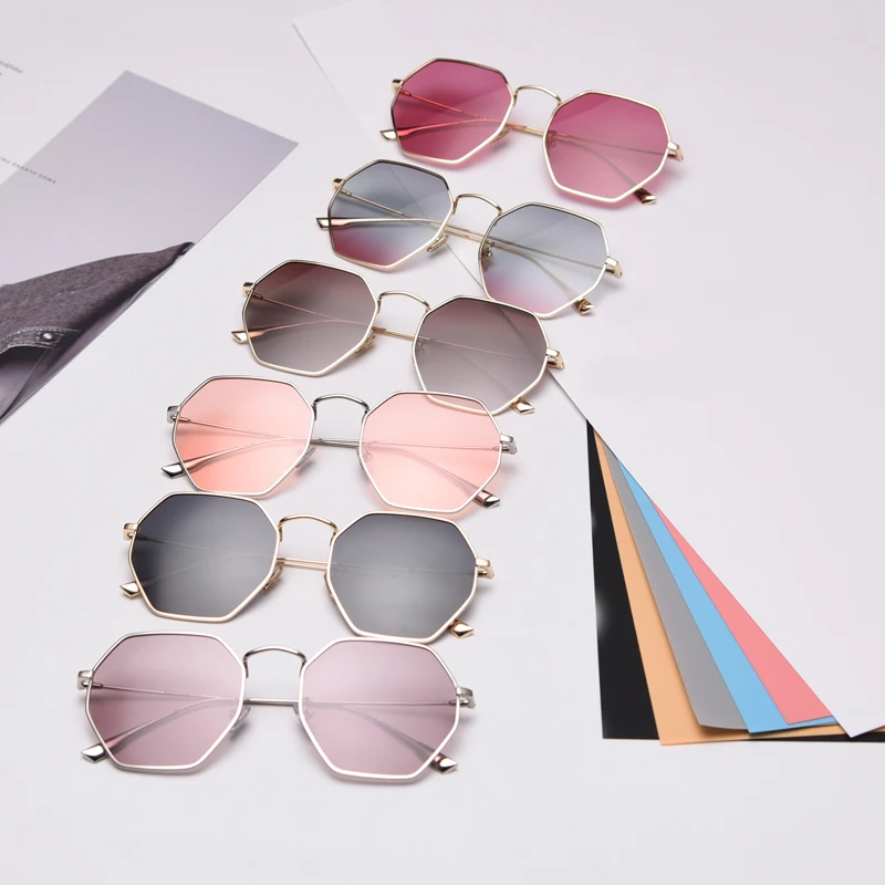 Peekaboo, Ретро стиль, поляризационные солнцезащитные очки, женские, металл, золото, полигон,, высокое качество, восьмиугольные, мужские солнцезащитные очки, для мужчин, подарки, uv400