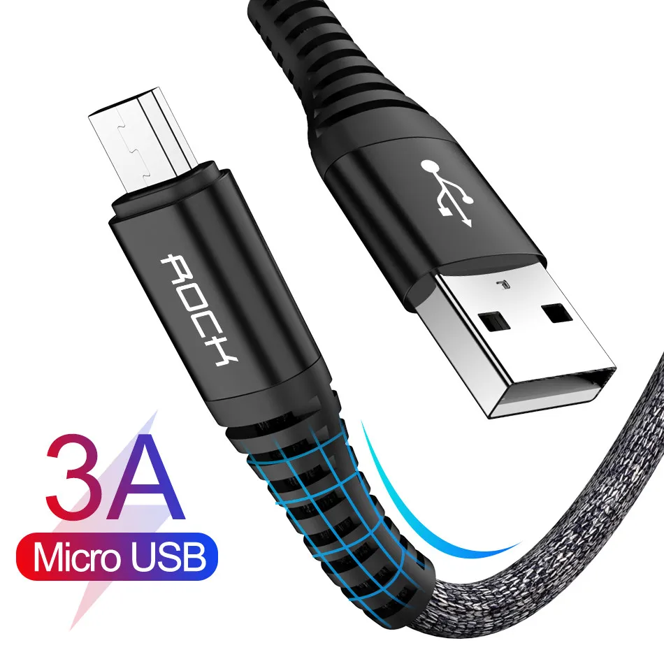  ROCK 3A Быстрая зарядка Micro USB кабель для huawei Xiaomi Redmi LG Android мобильный телефон провод для быстрой зарядки  