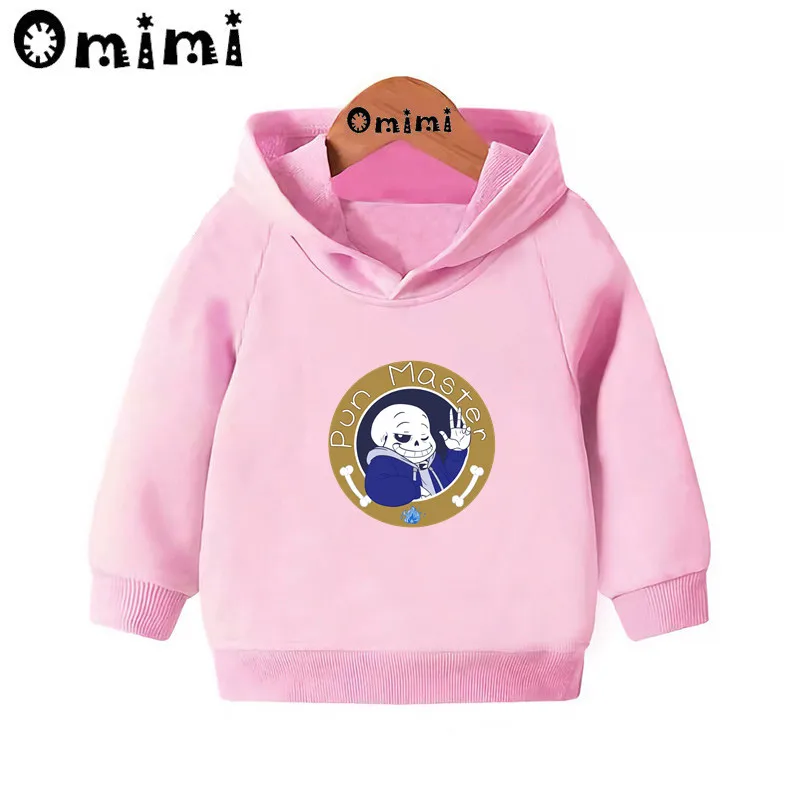 Skull Brother Undertale Sans/милые Свитшоты детские толстовки с капюшоном крутой пуловер для малышей топы для девочек и мальчиков, осенняя одежда KMT2405 - Цвет: Pink-2405J