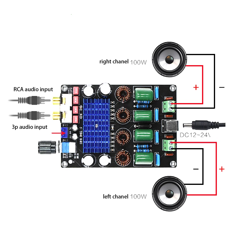 KYYSLB DC12-24V высокой мощности 100 Вт* 2 TPA3116D2 цифровой усилитель мощности доска XH-M590 домашний аудиоусилитель доска 2~ 8 Ом