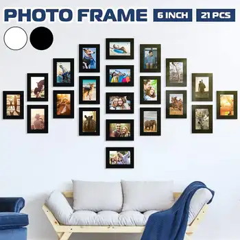 

11pcs Picture Photo Frame Set DIY Removable Wall Mural Black White Color Photos Frames Sticker Decal Living Room Home Decor