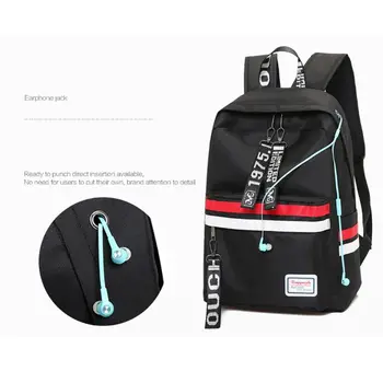 

Women Canvas Backpack Large Capacity Daypack Travel Bookbag with Earphone Hole Schoolbag for Teenagers Girls