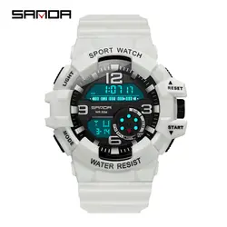 SANDA Роскошные спортивные часы для мужчин аналоговый цифровой военный светодиодный водонепроницаемый наручные многофункциональные часы