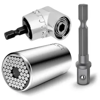 

7-19mm Universal Torque Wrench Head Set Socket Sleeve Power Drill Ratchet Bushing Spanner Key And105 Degree Angle Power Drill