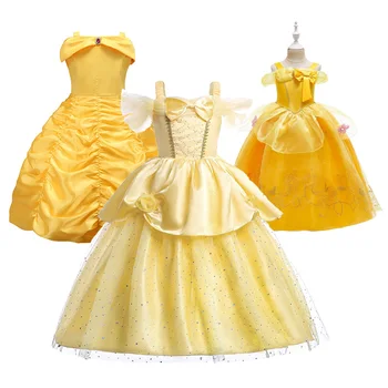 

Kids Princess Belle Dress For Girls Children Christmas Birthday Party Cosplay Beauty and the Beast Clothing Short Sleeve Dresses