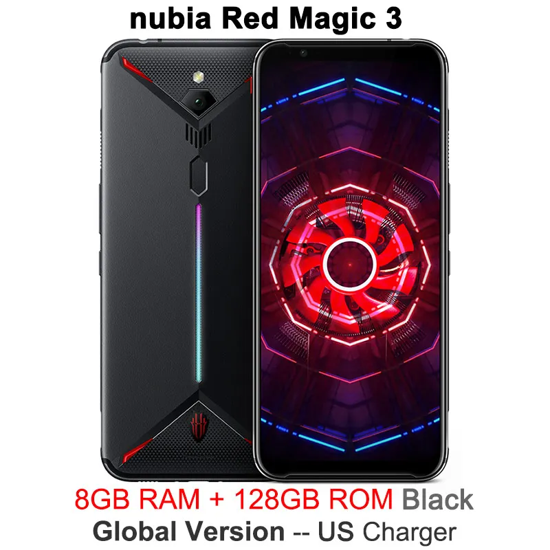 Глобальная версия, мобильный телефон zte nubia Red Magic 3, 6,65 дюймов, Восьмиядерный процессор Snapdragon 855, 48 МП, 16 МП, 6 ГБ, 128 ГБ, 5000 мАч, игровой телефон - Цвет: 8G 128G Black US