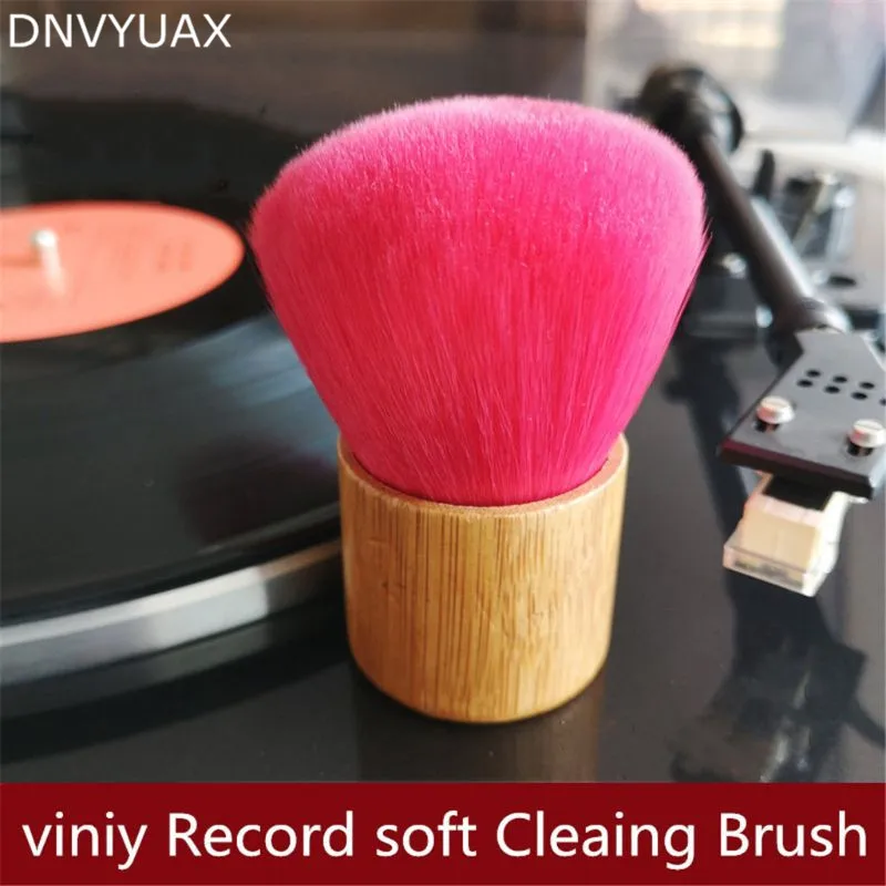 Cepillo de limpieza con mango de madera, limpiador de cepillo suave para accesorios de reproductor de vinilo LP, 1 unidad