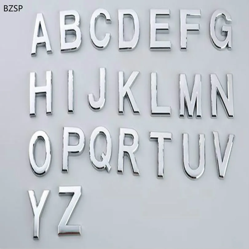 BZSP Серебряный ПВХ DIY буквы + цифры автомобильная эмблема комбинированная модель