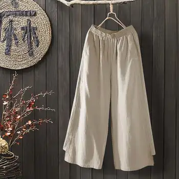 

Fashion Casual Flare Pants Women's Wide Leg Trousers 2020 ZANZEA Elegant Elastic Waist Summer Pantalon Palazzo Plus Size Turnip