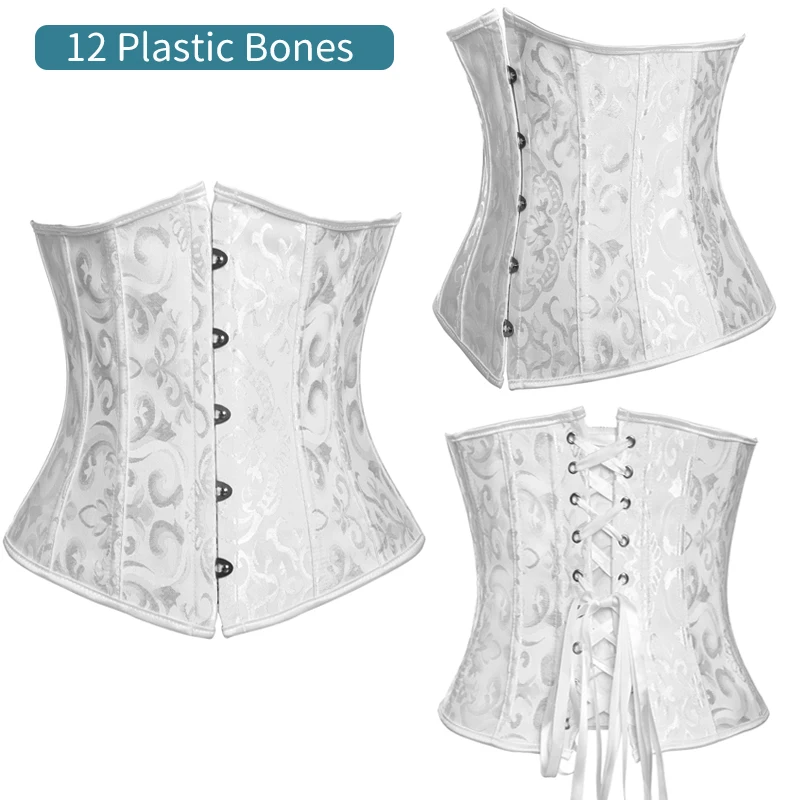 12 Plastic Bones 6 Miss Moly Готический корсет под грудь, сексуальный корсет и Талия, бюстье, топ для тренировок, Корректирующее белье, пояс размера плюс, нижнее белье, корсетные S-6XL - Цвет: 12 Plastic Bones 6