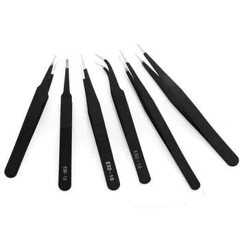 

6 pcs set Series New Style Premium Eyelashes Tweezers Ultra Fine Tip Tweezer Grafting Eyelash Extension Tweezers