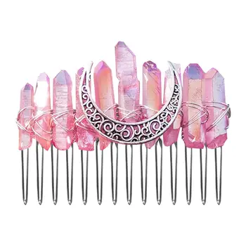 

Gradient Rainbow Faux Raw Crystal Hair Comb Angel Aura Bridal Wedding Hairpin High Quality and Brand New