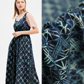 

Fashion flowers grid natural linen silk fabric for dress shirt telas por metro bazin riche getzner tissus au metre tissu tecido